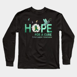 Hope For A Cure Butterfly Flower Liver cancer Long Sleeve T-Shirt